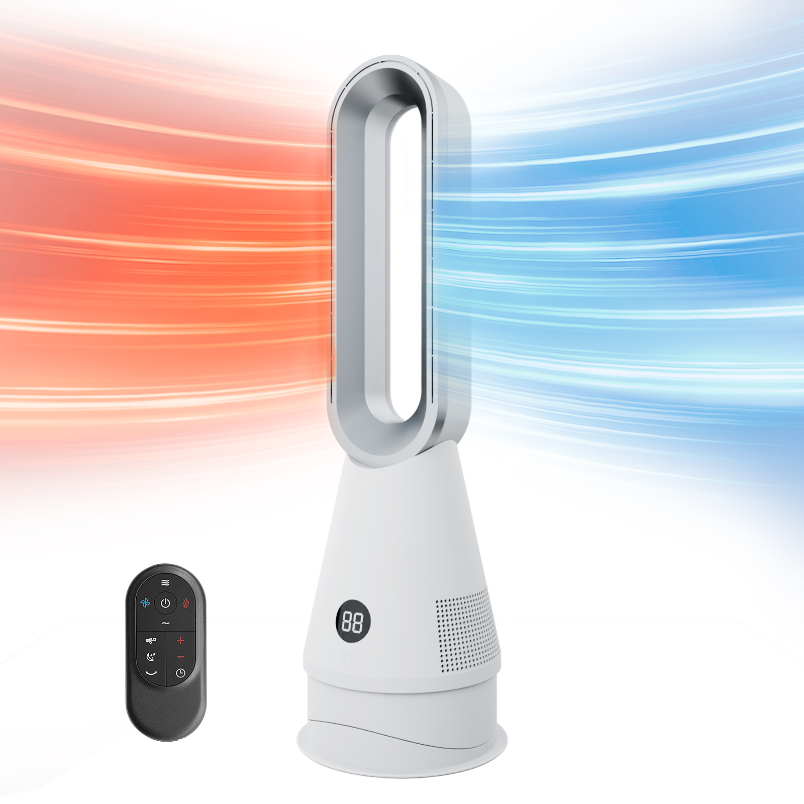 2025 New Design Bladeless Cooling and Heating Floor Fan Remote Control Tower Fan for Household